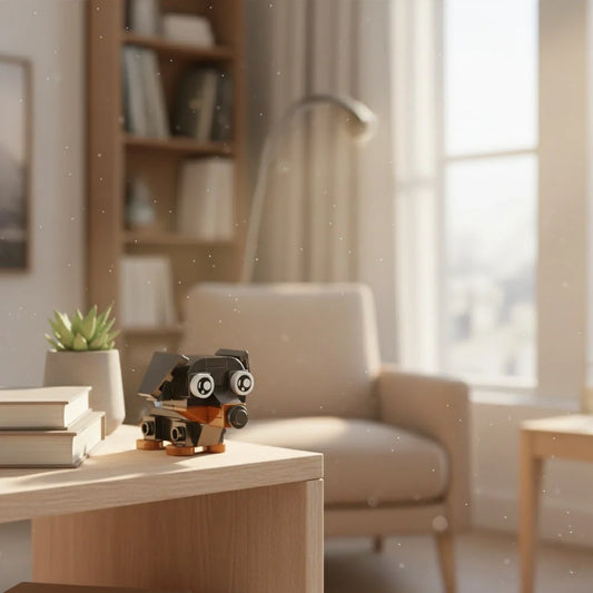 Daschshund Building Block in the side of table.