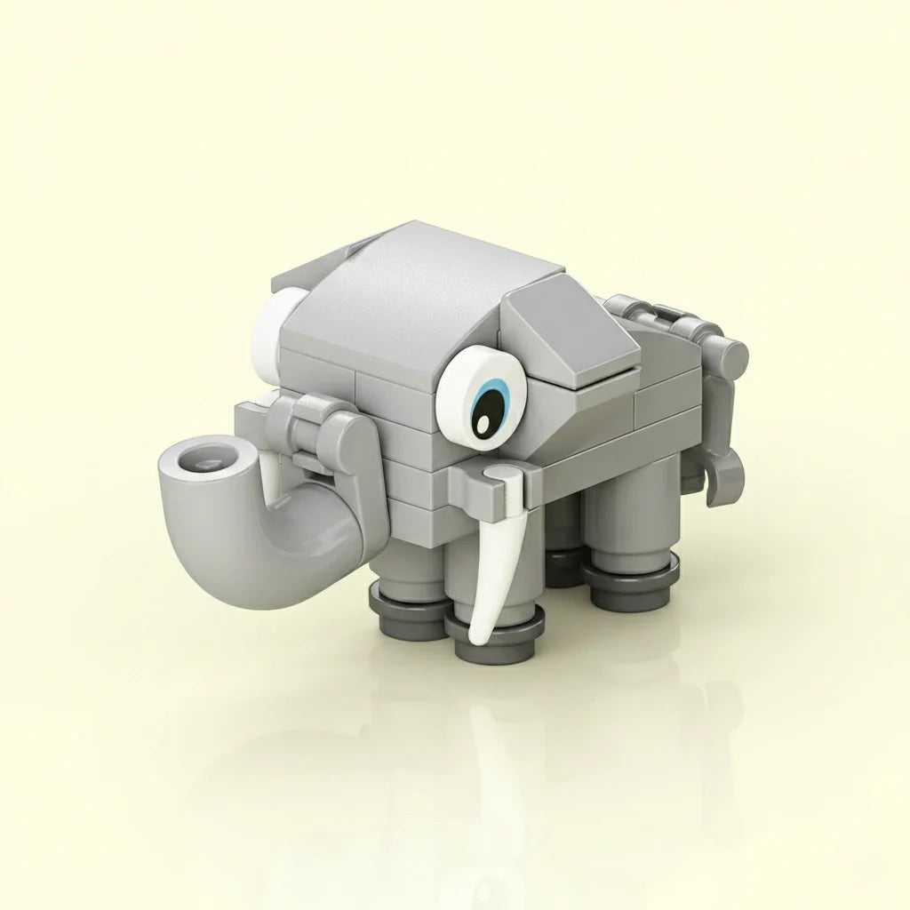 Toy elephant building block on a light beige background