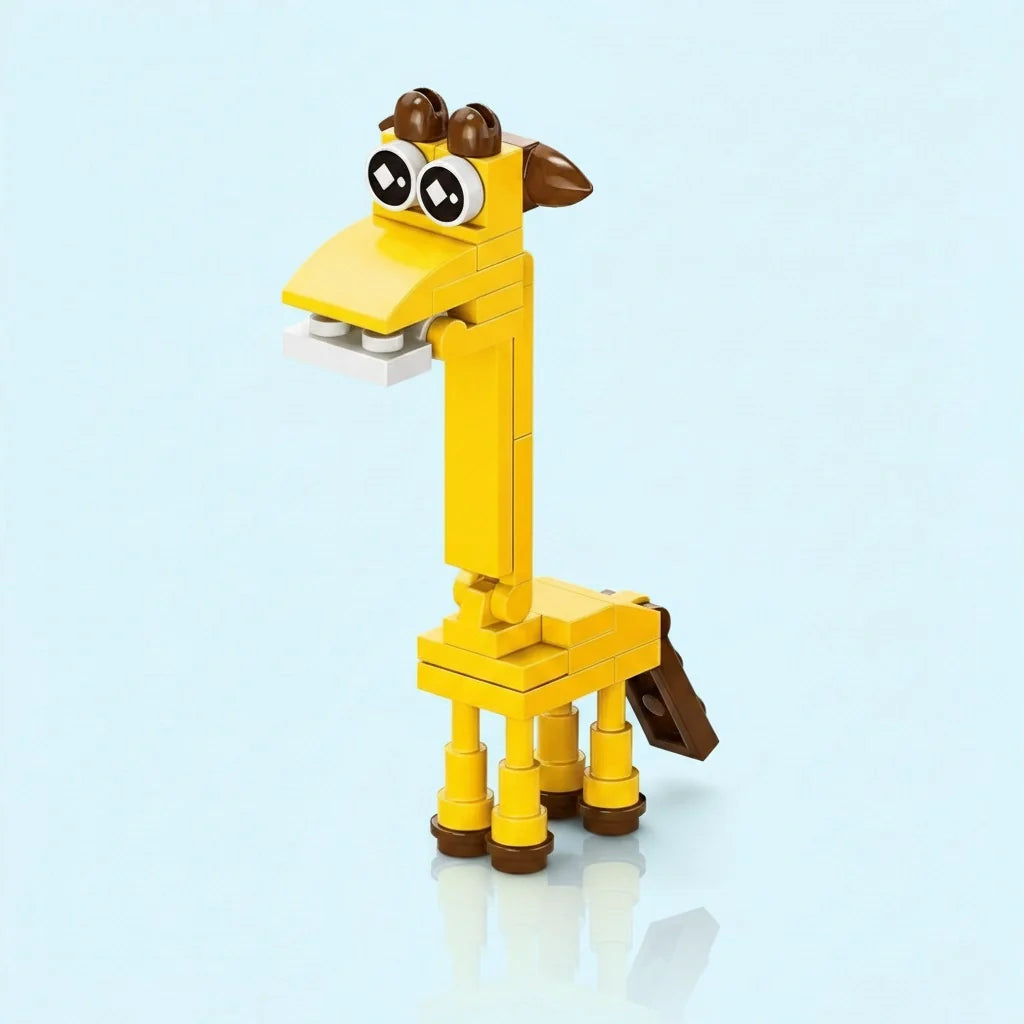 Toy giraffe Building block on a light blue background