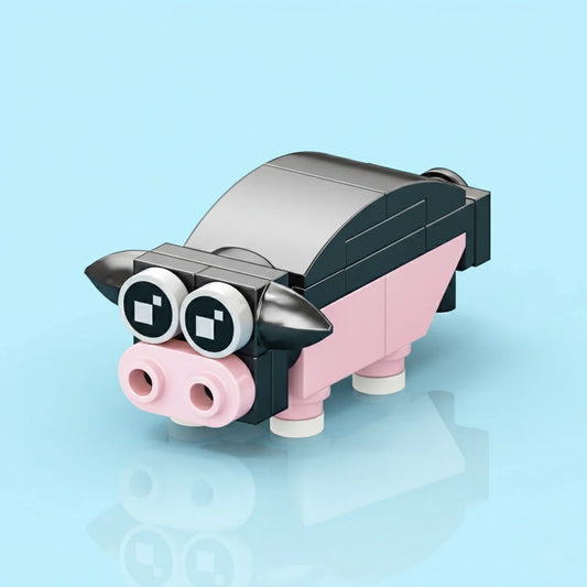 Toy Little Fragrant Pig Building Block with a blue background
