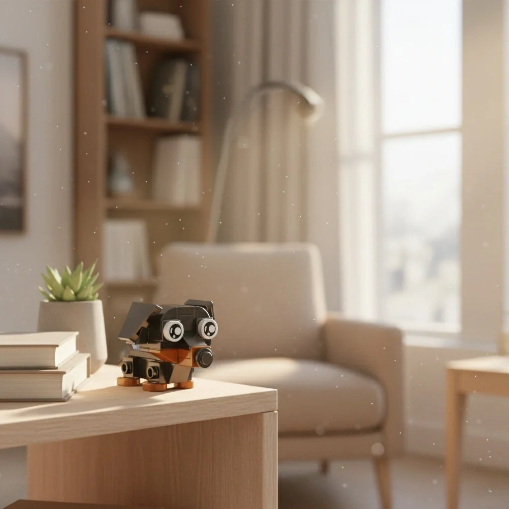 Daschshund Building Block in the side of table.