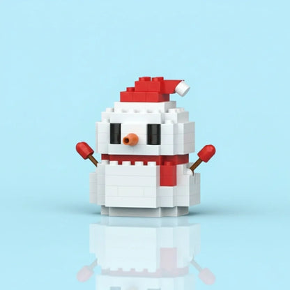 A Snowman Building Block on a blue background